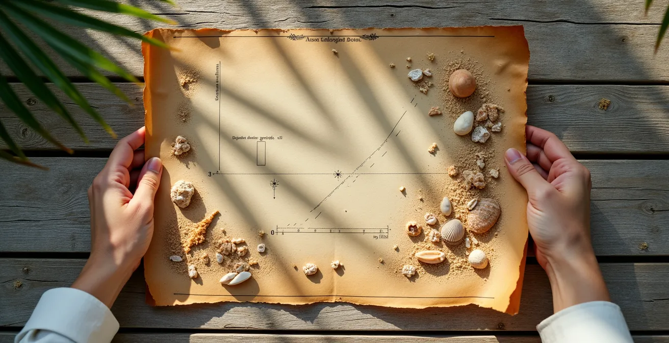 Vue satellite montrant les nuances de bleu d'une baie guadeloupéenne avec gradients de profondeur