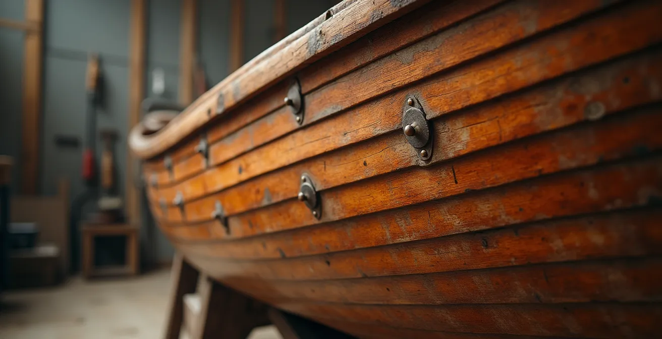 Voilier classique en bois dans un chantier naval traditionnel